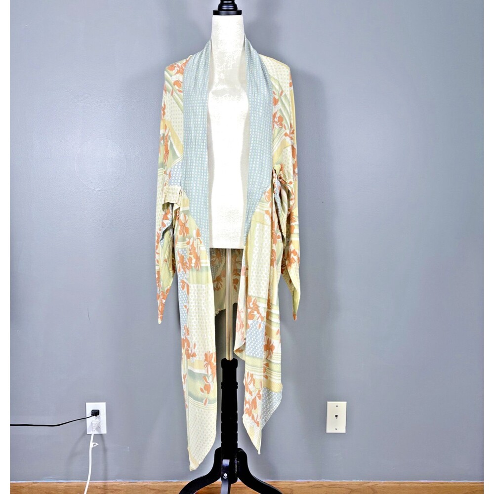 Free People Morning Glory Kimono OS Boho Floral Coastal Maxi Resort Effortless